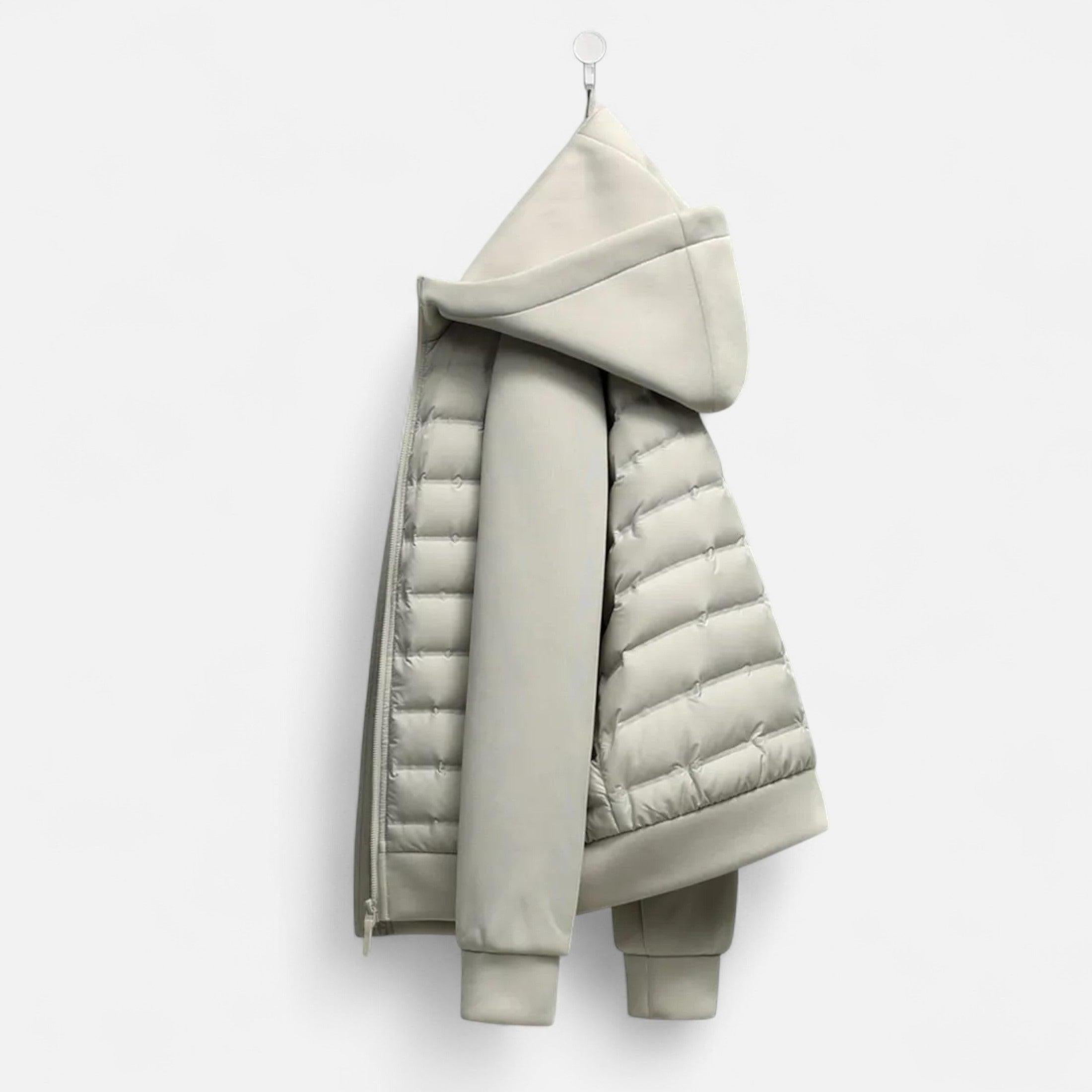 Men's Quilted Down Hooded Jacket for Cold Weather Outdoor Activities