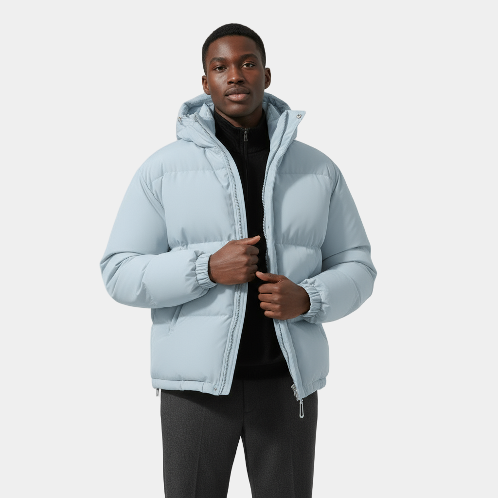 Men's Waterproof Windproof Down Puffer Jacket - Insulated Winter Coat for Outdoor Activities