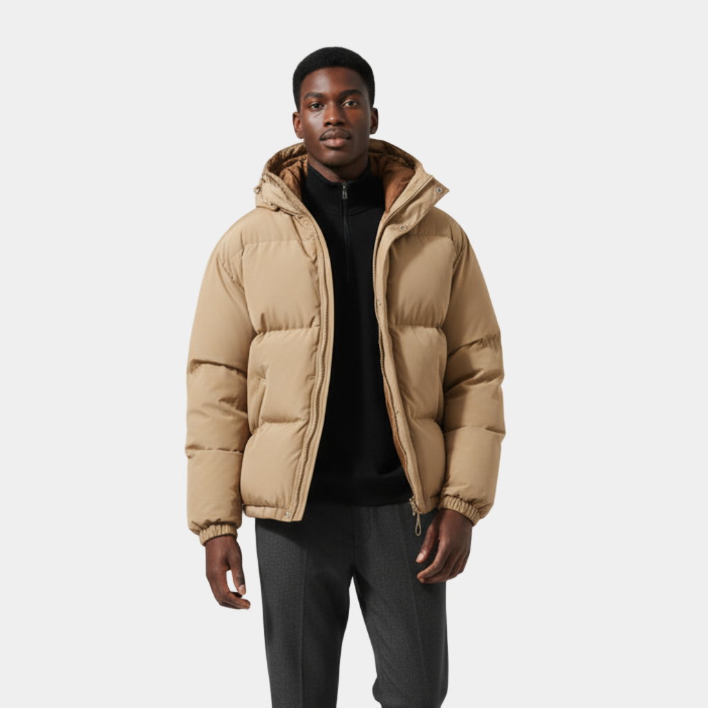 Men's Waterproof Windproof Down Puffer Jacket - Insulated Winter Coat for Outdoor Activities