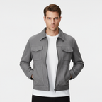 Men's Faux Suede Zip Jacket - Casual Overshirt for Everyday Layering and Versatile Style