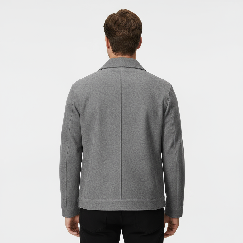 Men's Faux Suede Zip Jacket - Casual Overshirt for Everyday Layering and Versatile Style