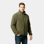 Men's Full-Zip Fleece Jacket - Warm Polyester - Casual Style - Ideal for Outdoor Activities and Everyday Wear
