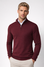 Men's Half Zip Sweater - Soft Knit Fabric - High Neck Design - Casual Layering for Cool Weather