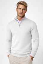 Men's Half Zip Sweater - Soft Knit Fabric - High Neck Design - Casual Layering for Cool Weather