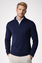 Men's Half Zip Sweater - Soft Knit Fabric - High Neck Design - Casual Layering for Cool Weather