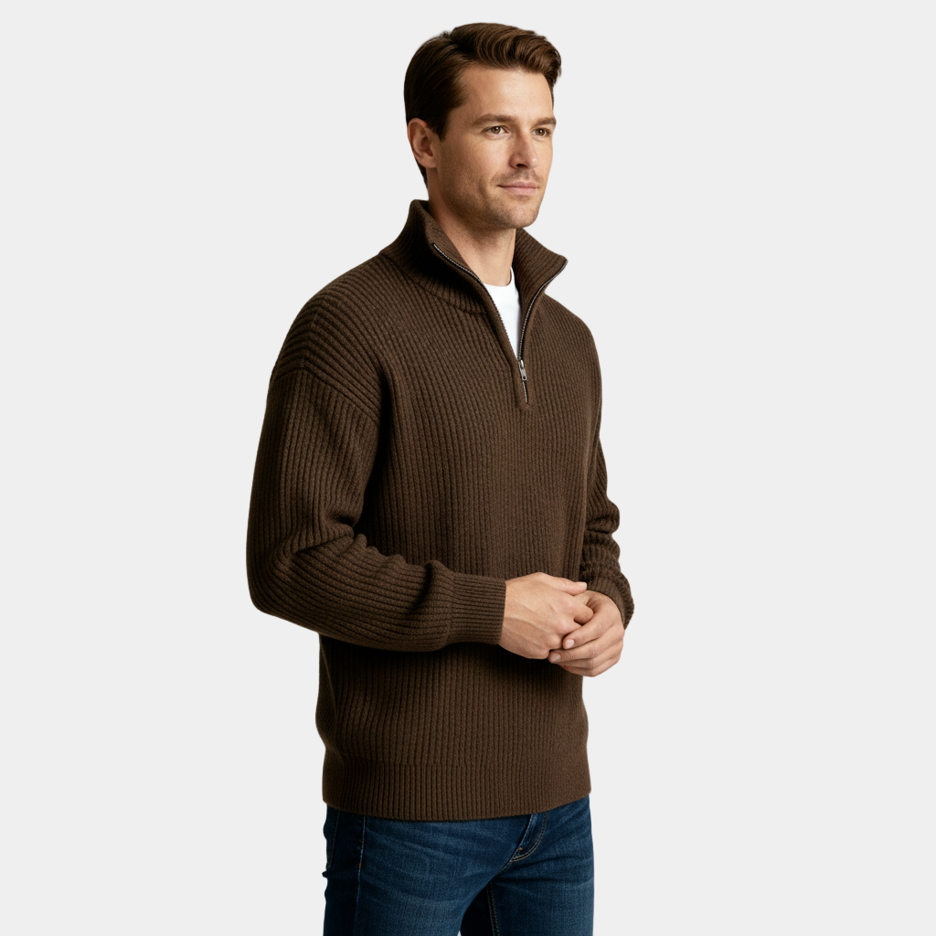 Men's Half-Zip Knitted Sweater in Soft Fabric for Casual Layering and Everyday Use