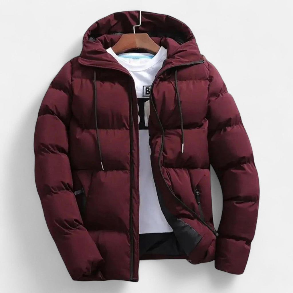 Men's Insulated Hooded Puffer Jacket - Warm Winter Outerwear for Cold Weather Adventures
