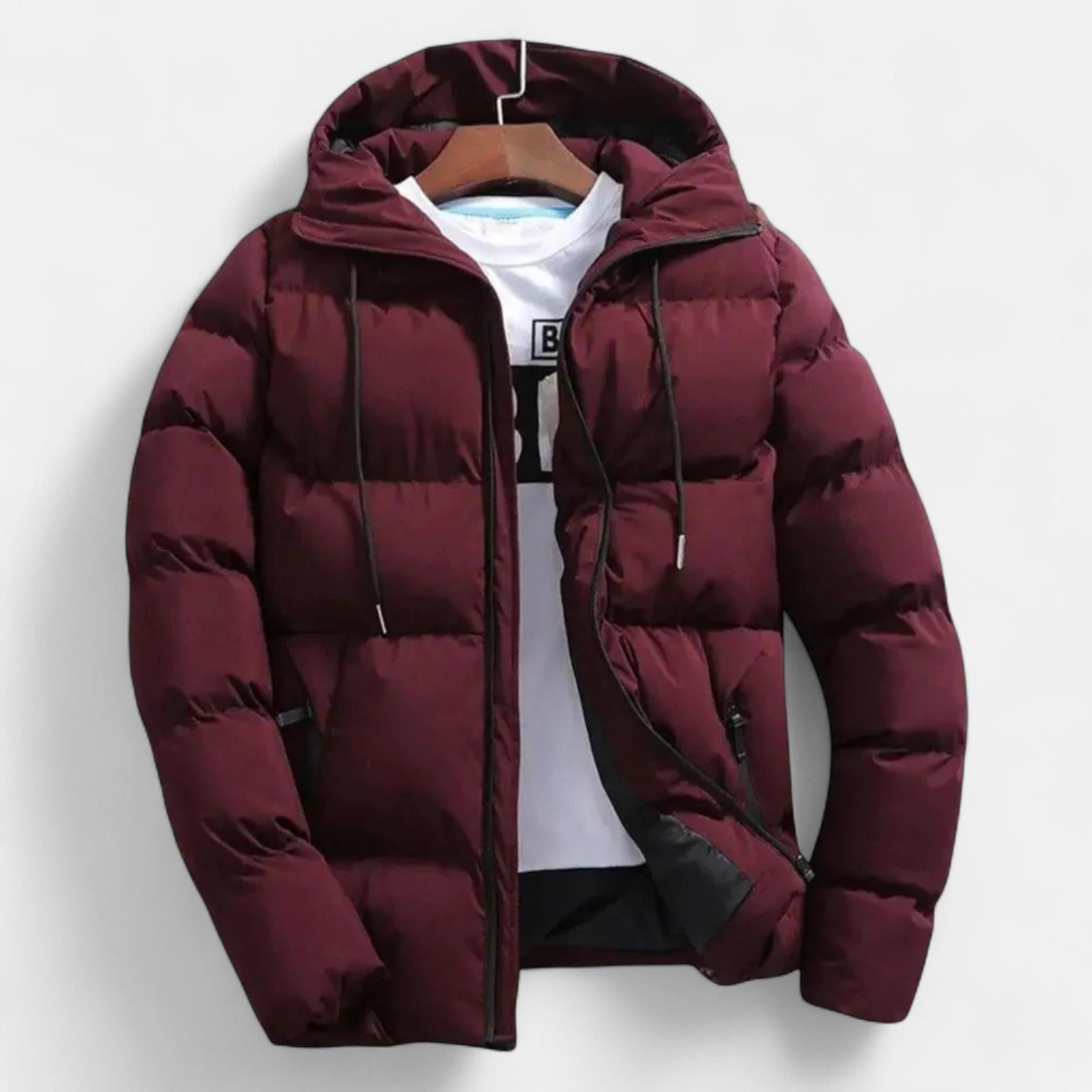 Men's Insulated Hooded Puffer Jacket - Warm Winter Outerwear for Cold Weather Adventures