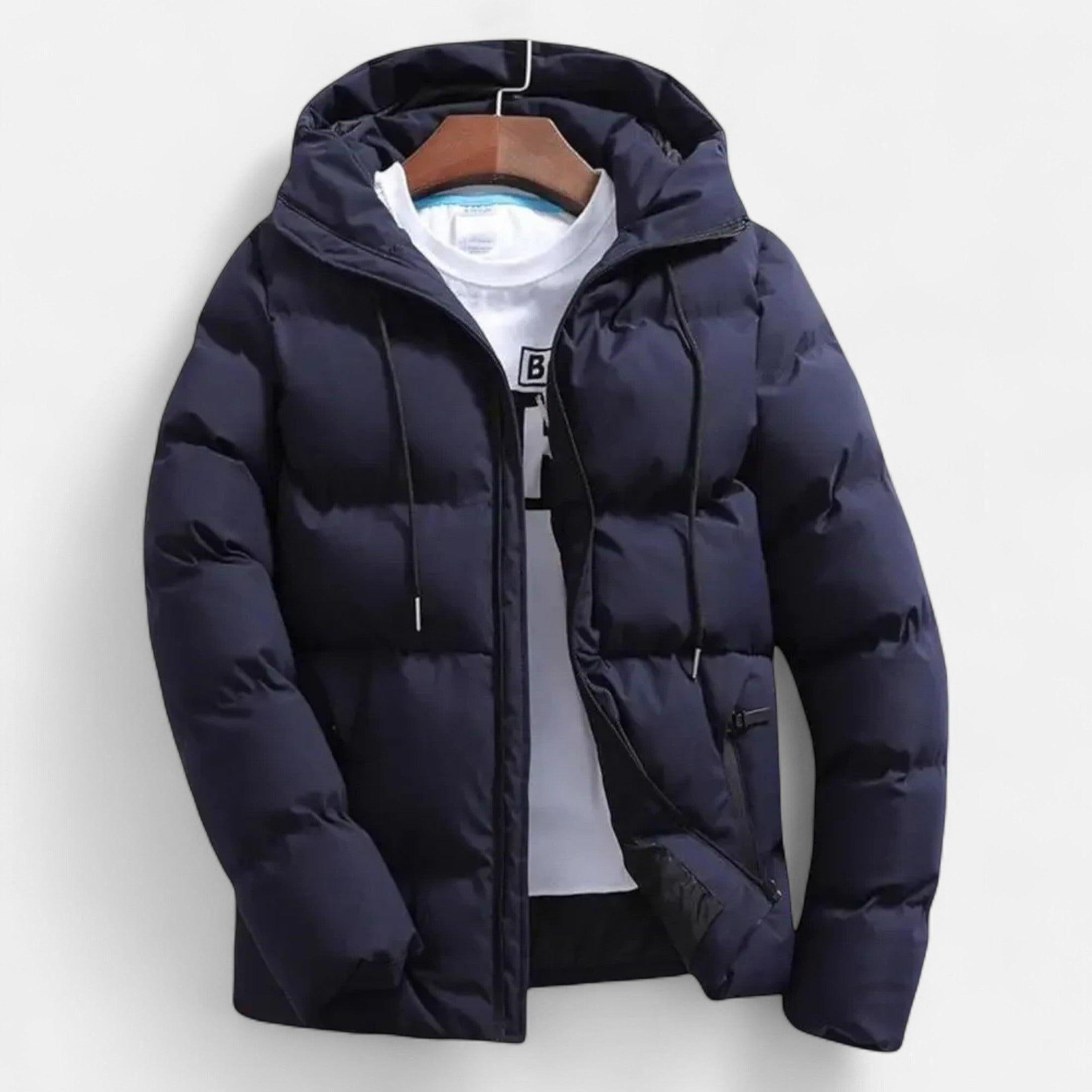 Men's Insulated Hooded Puffer Jacket - Warm Winter Outerwear for Cold Weather Adventures