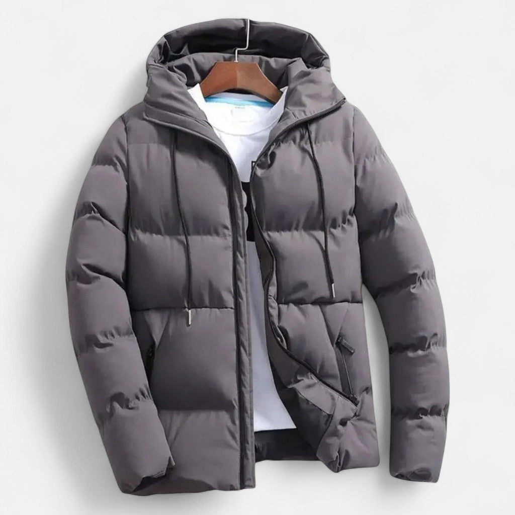 Men's Insulated Hooded Puffer Jacket - Warm Winter Outerwear for Cold Weather Adventures