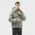 Men's Insulated Puffer Jacket - Water-Resistant Hooded Parka for Cold Weather Outdoor Activities and Travel