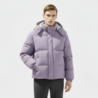 Men's Insulated Puffer Jacket - Water-Resistant Hooded Parka for Cold Weather Outdoor Activities and Travel