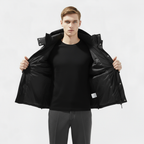 Men's Insulated Puffer Jacket - Water-Resistant Hooded Parka for Cold Weather Outdoor Activities and Travel