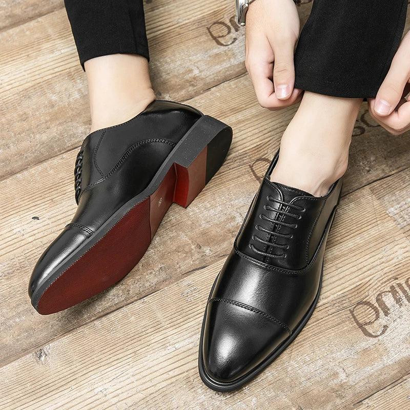Men's Italian Leather Oxford Shoes - Classic Dress Footwear for Formal Occasions