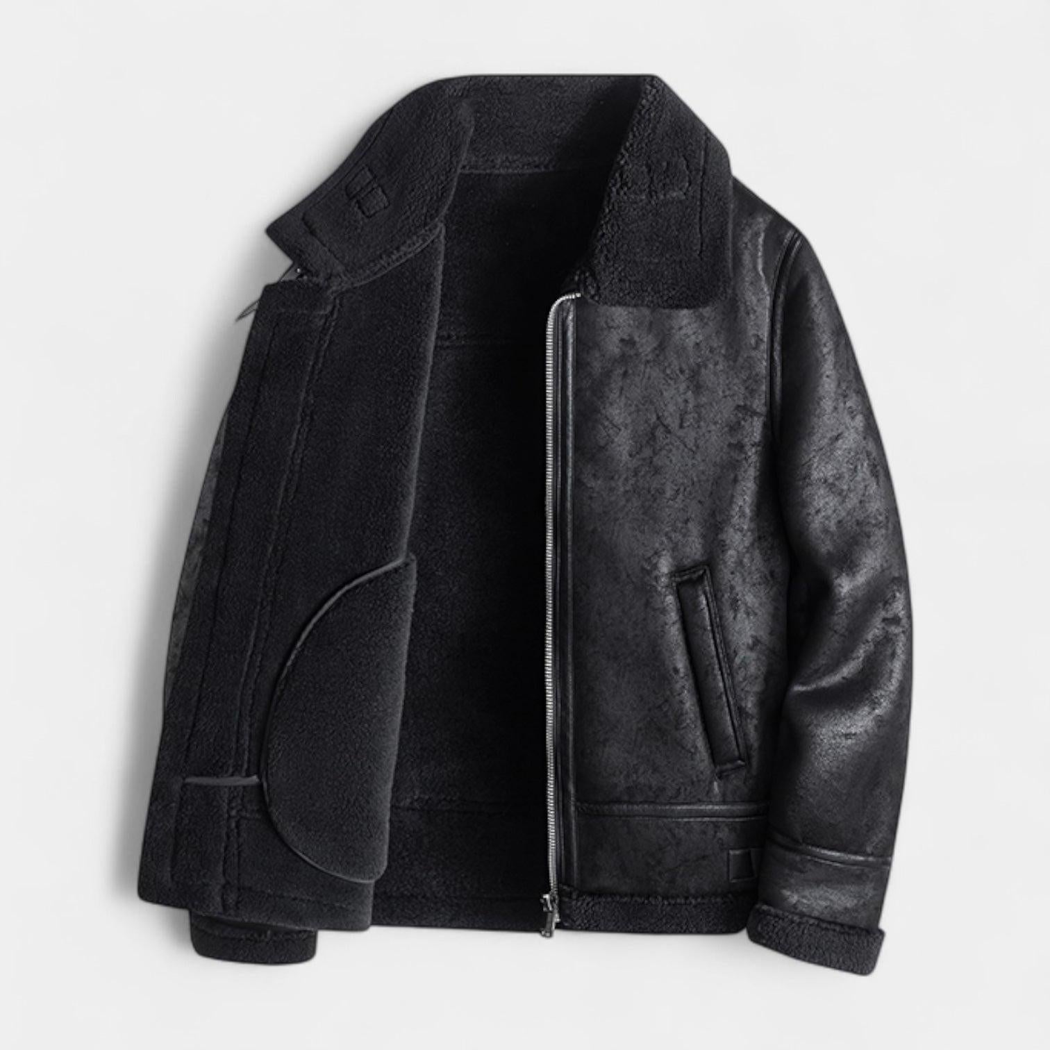 Men's Genuine Leather Aviator Jacket - Classic Design for Casual Wear and Outdoor Activities