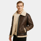 Men's Genuine Leather Aviator Jacket - Classic Design for Casual Wear and Outdoor Activities