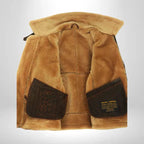 Men's Leather Aviator Jacket with Shearling Collar for Casual Wear