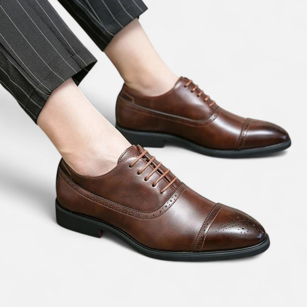 Men's Leather Carved Dress Shoes | Classic Formal Footwear for Weddings, Business, and Special Events