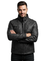Men's Leather Jacket - Classic Design - Versatile Outerwear for Casual and Formal Occasions