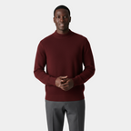 Men's Merino Wool Mock Neck Jumper with Ribbed Trims for Casual Everyday Comfort and Style