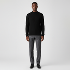 Men's Merino Wool Mock Neck Jumper with Ribbed Trims for Casual Everyday Comfort and Style