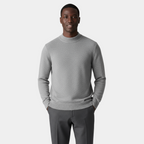 Men's Merino Wool Mock Neck Jumper with Ribbed Trims for Casual Everyday Comfort and Style