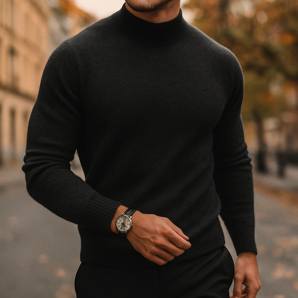 Men's Merino Wool Turtleneck Sweater for Casual or Formal Wear