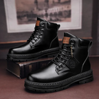 Men's Leather Hiking Boots with Laces for Outdoor Trails and Adventures