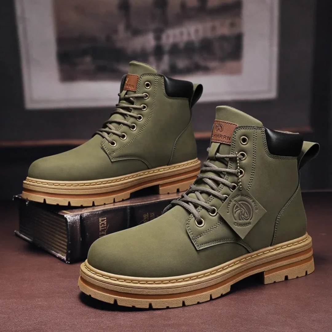 Men's Leather Hiking Boots with Laces for Outdoor Trails and Adventures