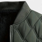 Men's Quilted Fleece-Lined Bomber Jacket - Warm Winter Outerwear for Cold Weather