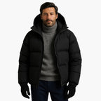 Men's Lightweight Quilted Hooded Puffer Jacket - Insulated Casual Outerwear for Cold Weather
