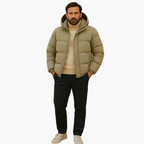 Men's Lightweight Quilted Hooded Puffer Jacket - Insulated Casual Outerwear for Cold Weather