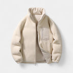 Men's Reversible Puffer Jacket - Sherpa Fleece & Padded Design for Cold Weather Outdoor Wear