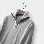 Men's Ribbed Half-Zip Sweater | Cozy Cotton Blend | Casual Fall & Winter Fashion | Comfortable Layering Option