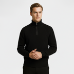 Men's Ribbed Half-Zip Sweater - Cozy Knit Pullover for Casual Layering and Everyday Wear