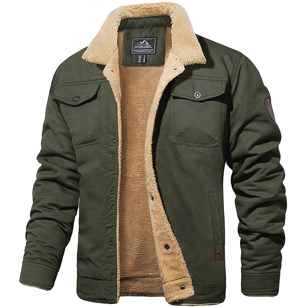 Men's Sherpa-Lined Winter Jacket | Warm Cozy Outerwear for Cold Weather | Insulated Casual Style