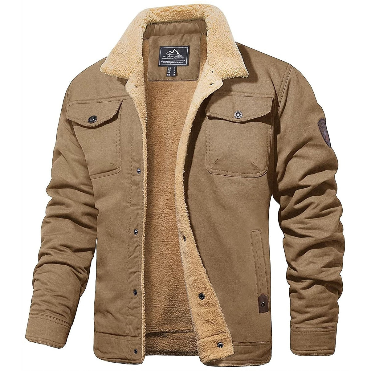 Men's Sherpa-Lined Winter Jacket | Warm Cozy Outerwear for Cold Weather | Insulated Casual Style