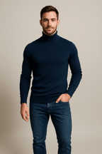 Men's Slim Fit Soft Knit Turtleneck Sweater for Casual and Smart-Casual Wear