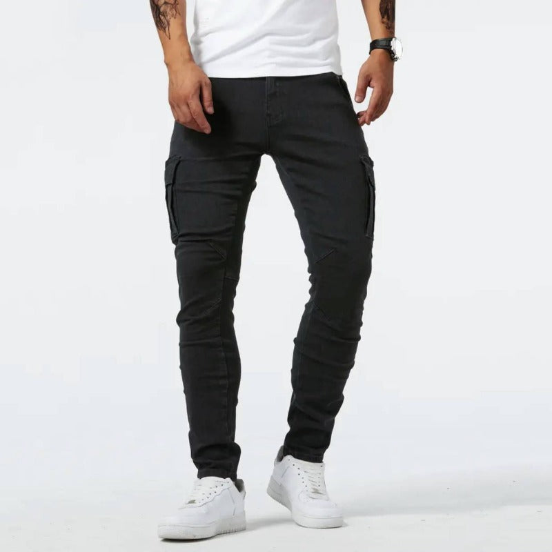 Men's Stretch Cargo Pants with Side Pockets for Outdoor Activities and Everyday Wear