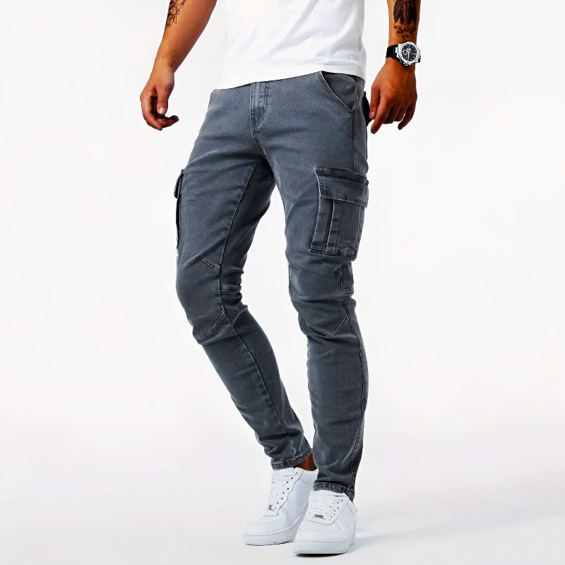 Men's Stretch Cargo Pants with Side Pockets for Outdoor Activities and Everyday Wear