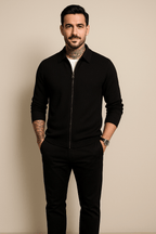 Men's Waffle Knit Zip-Up Sweater | Casual Layering | Modern Fit | Cool Weather Essential