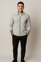 Men's Waffle Knit Zip-Up Sweater | Casual Layering | Modern Fit | Cool Weather Essential