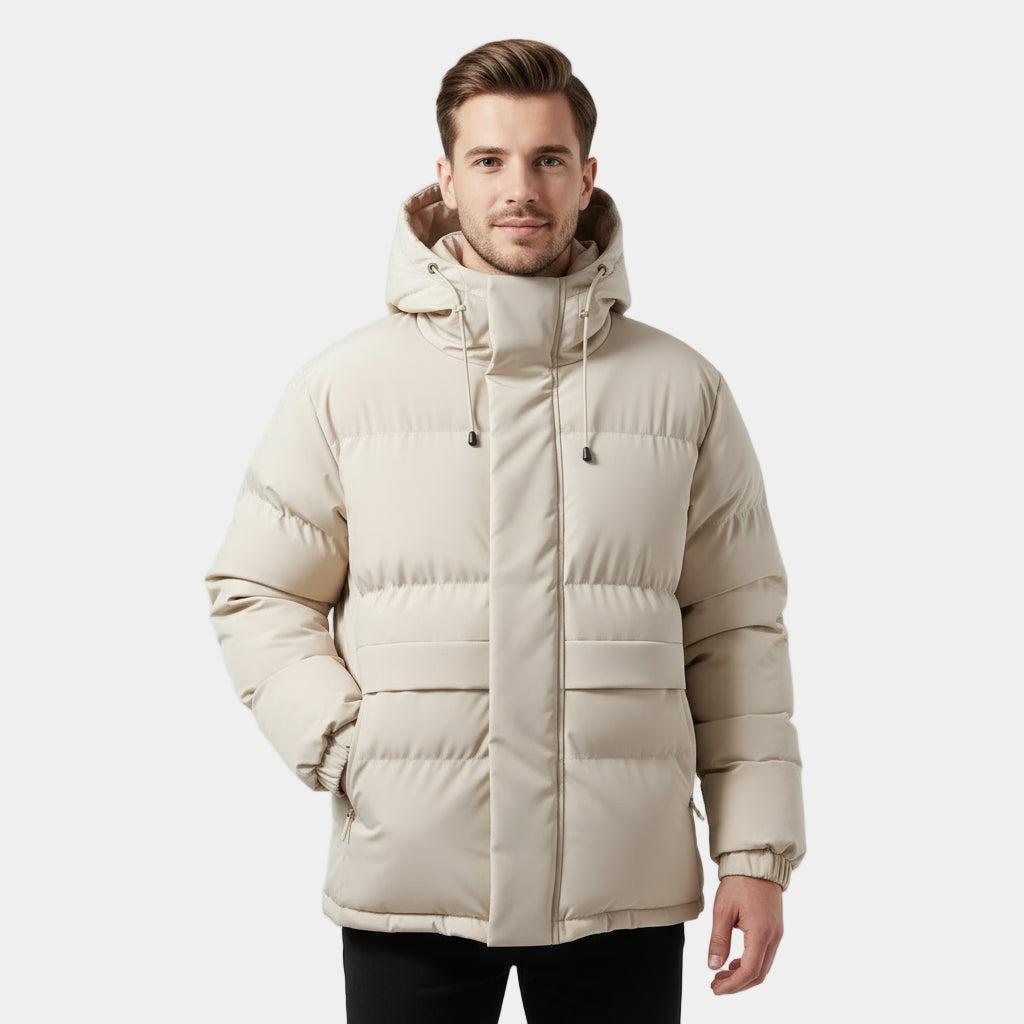 Men's Waterproof Insulated Puffer Jacket - Warm Outdoor Coat for Hiking and Winter Activities