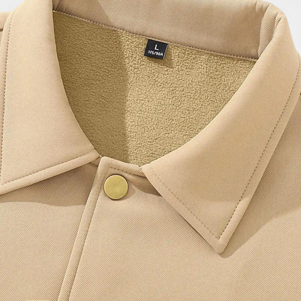 Men's Waterproof Twill Harrington Jacket with Fleece Lining for Casual and Outdoor Use