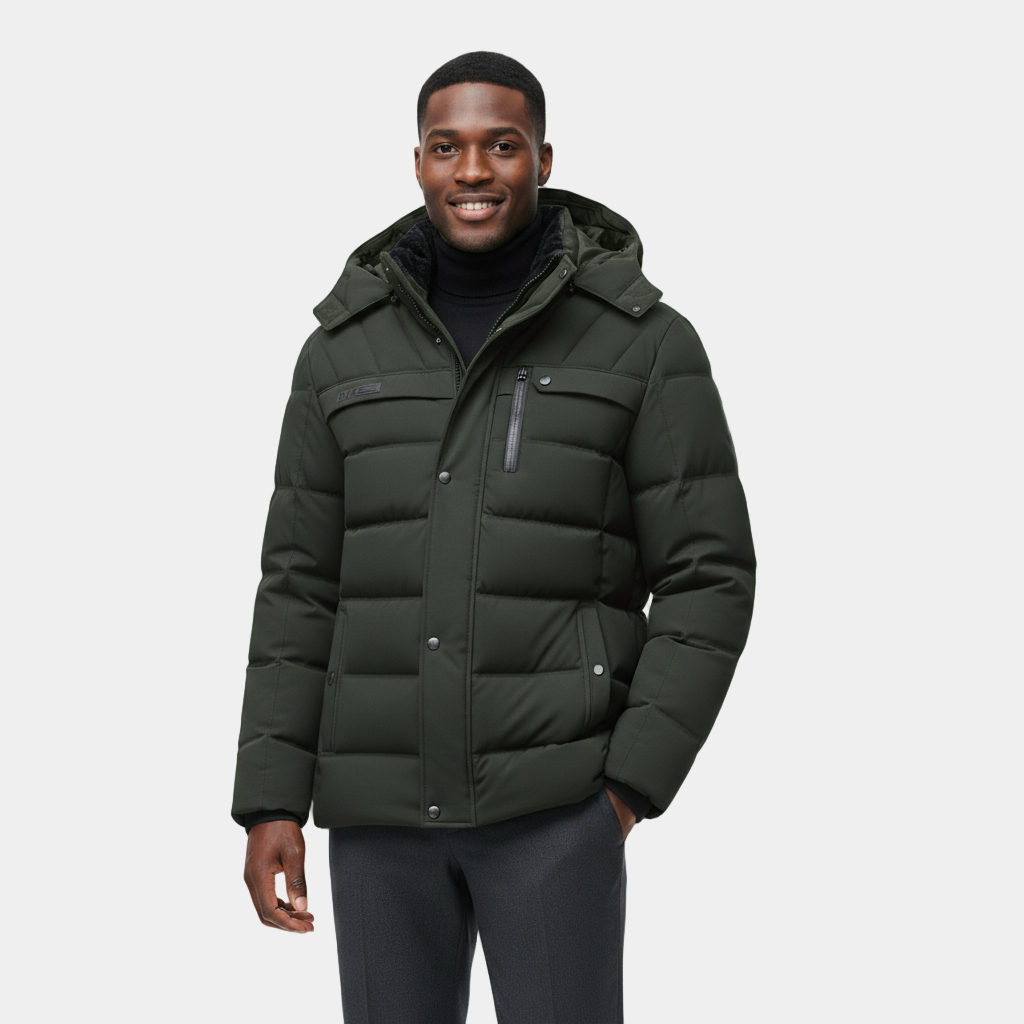 Men's Winter Puffer Coat with Fleece Lining | Longline Design for Cold Weather Outdoor Activities