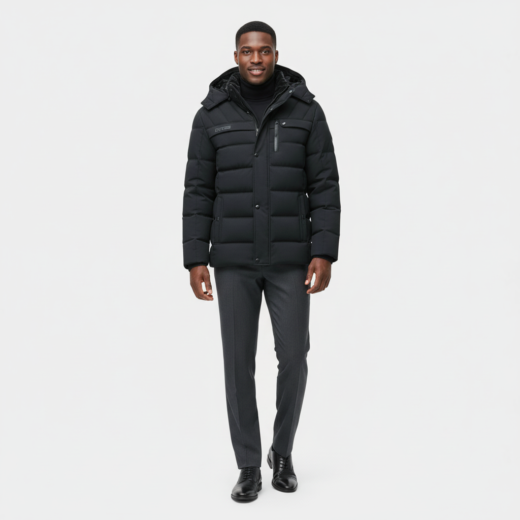 Men's Winter Puffer Coat with Fleece Lining | Longline Design for Cold Weather Outdoor Activities
