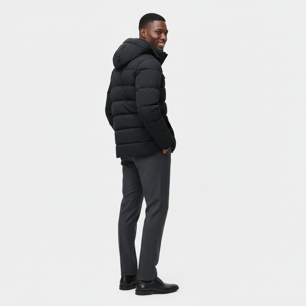 Men's Winter Puffer Coat with Fleece Lining | Longline Design for Cold Weather Outdoor Activities
