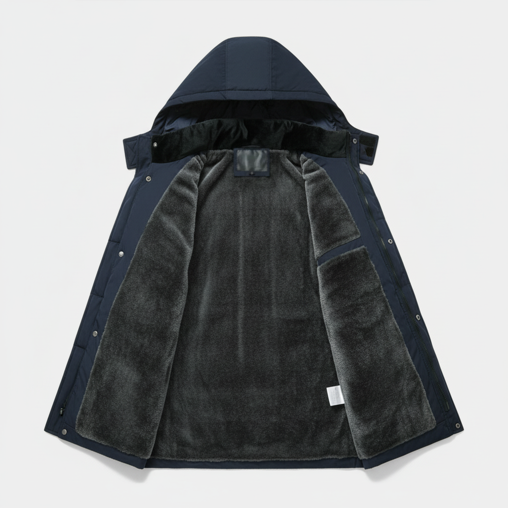 Men's Winter Puffer Coat with Fleece Lining | Longline Design for Cold Weather Outdoor Activities