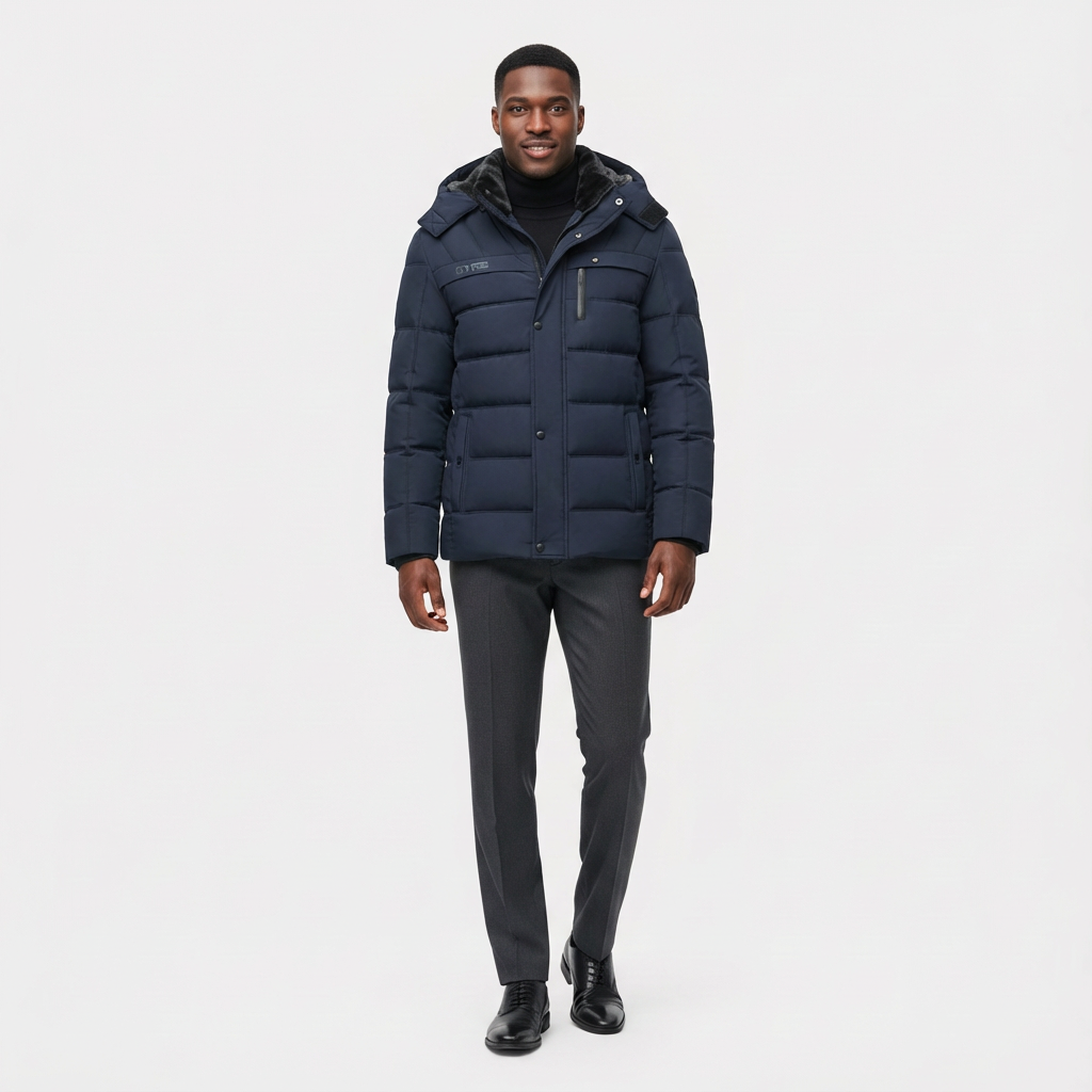 Men's Winter Puffer Coat with Fleece Lining | Longline Design for Cold Weather Outdoor Activities