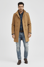 Men's Wool Trench Coat - Tailored Fit, Classic Design for Formal and Casual Wear